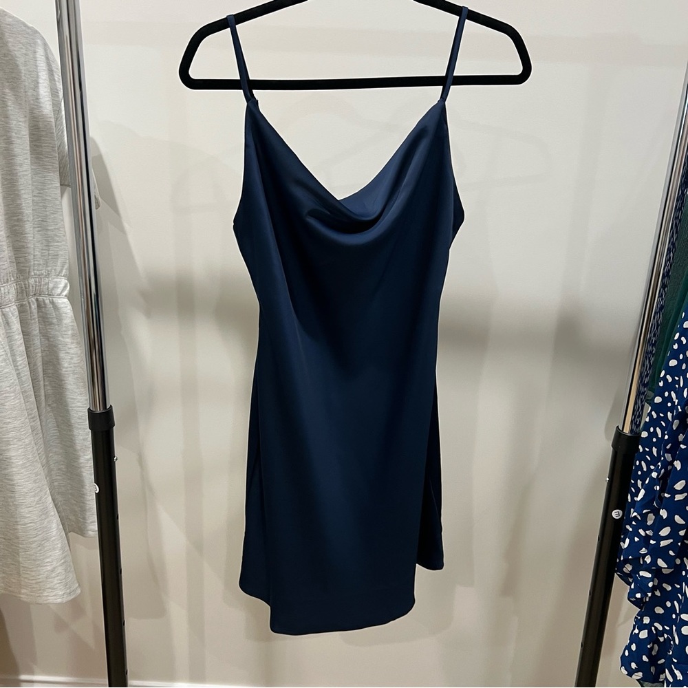 Urban Outfitters Navy Cowl Slip Mini Dress